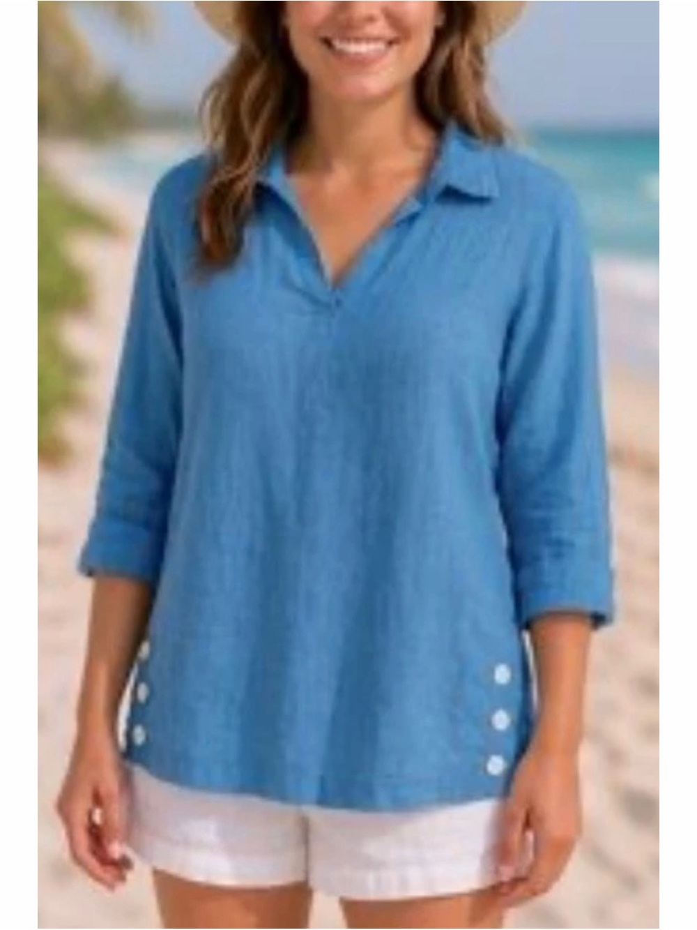 Tahari Linen Tunic Top